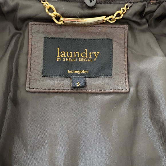 Laundry by Shelli Segal, Brown Leather Jacket with Detachable Fur Collar - Picture 7 of 14